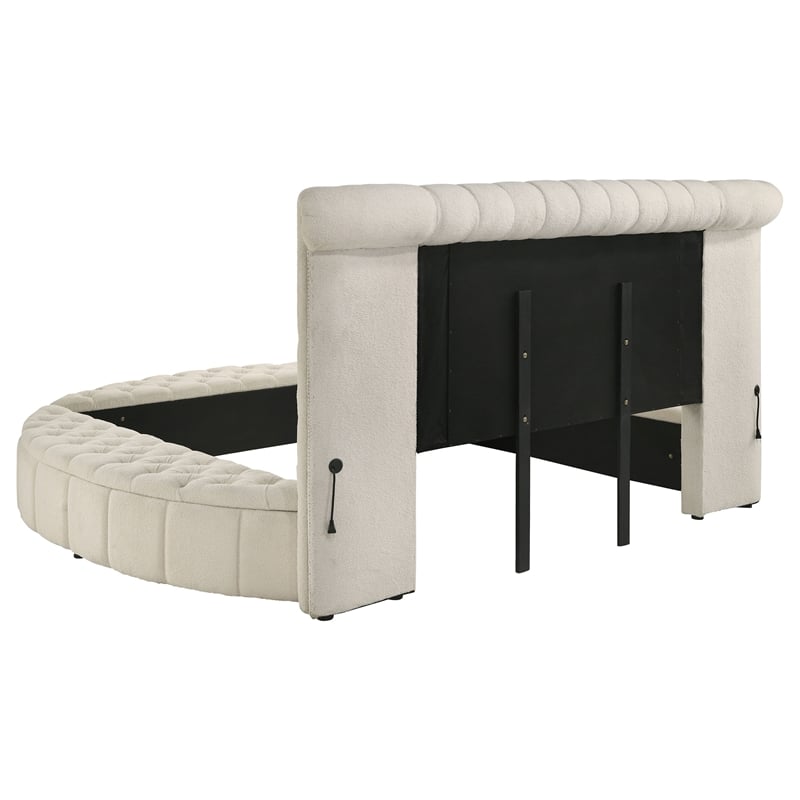 Pemberly Row 5-Piece Velvet Eastern King Bedroom Set in Ivory White