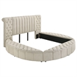 Pemberly Row 4-Piece Velvet Queen Bedroom Set in Ivory White