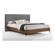Pemberly Row Channel Tufted King Platform Bed in Gray and Walnut Brown