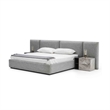 Pemberly Row King Platform Bed with Tufted Wall Headboard in Gray