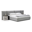 Pemberly Row King Platform Bed with Tufted Wall Headboard in Gray