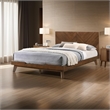 Pemberly Row King Bed with Chevron Tall Headboard in Walnut Brown