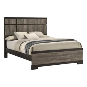 Pemberly Row King Panel Bed with Horizontal Trim in Gray Grained Wood
