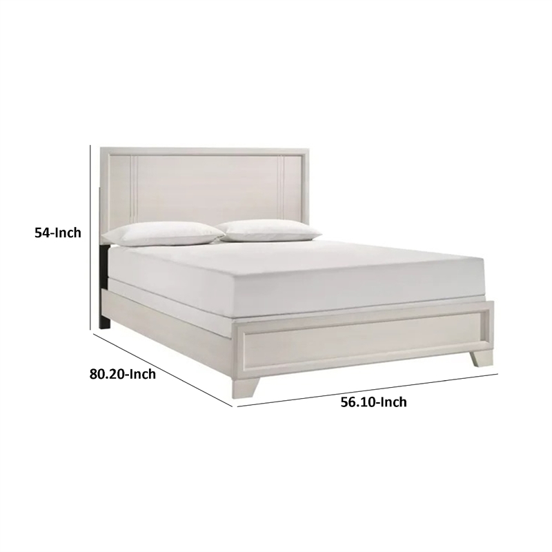 Pemberly Row Full Size Panel Bed with Tapered Legs in White Wood