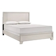 Pemberly Row Full Size Panel Bed with Tapered Legs in White Wood