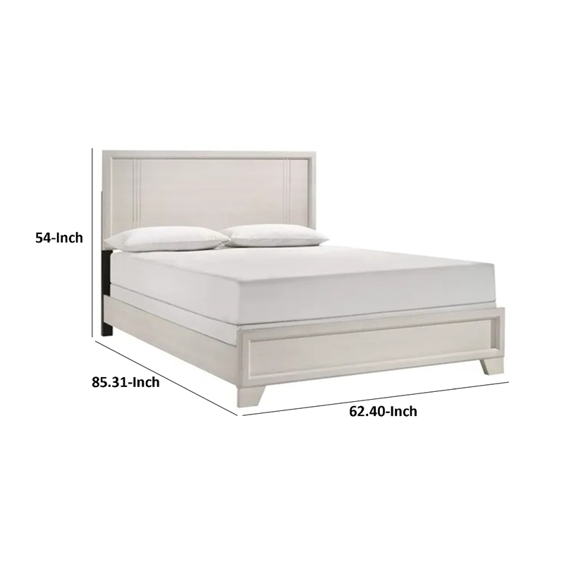 Pemberly Row Queen Panel Bed with Tapered Legs in White Wood