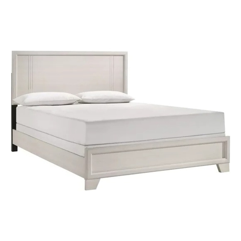 Pemberly Row Queen Panel Bed with Tapered Legs in White Wood