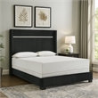 Pemberly Row King Bed with Channel Tufted Silver Trim Headboard in Black