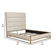 Pemberly Row King Bed with Channel Tufted Gold Headboard in Sand Brown