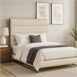 Pemberly Row King Bed with Channel Tufted Gold Headboard in Sand Brown