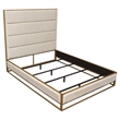 Pemberly Row King Bed with Channel Tufted Gold Headboard in Sand Brown