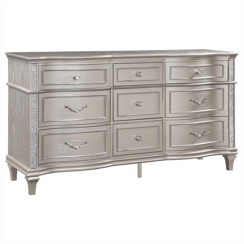Pemberly Row 5-Piece Queen Bedroom Set in Silver Oak and Ivory