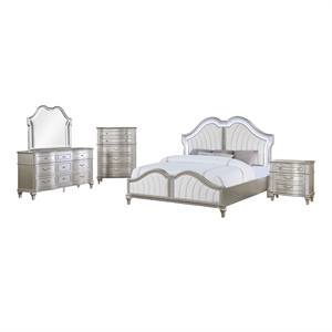 Pemberly Row 5-Piece California King Bedroom Set in Silver Oak and Ivory