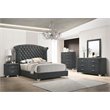 Pemberly Row 4-Piece California King Wingback Bedroom Set in Gray Velvet
