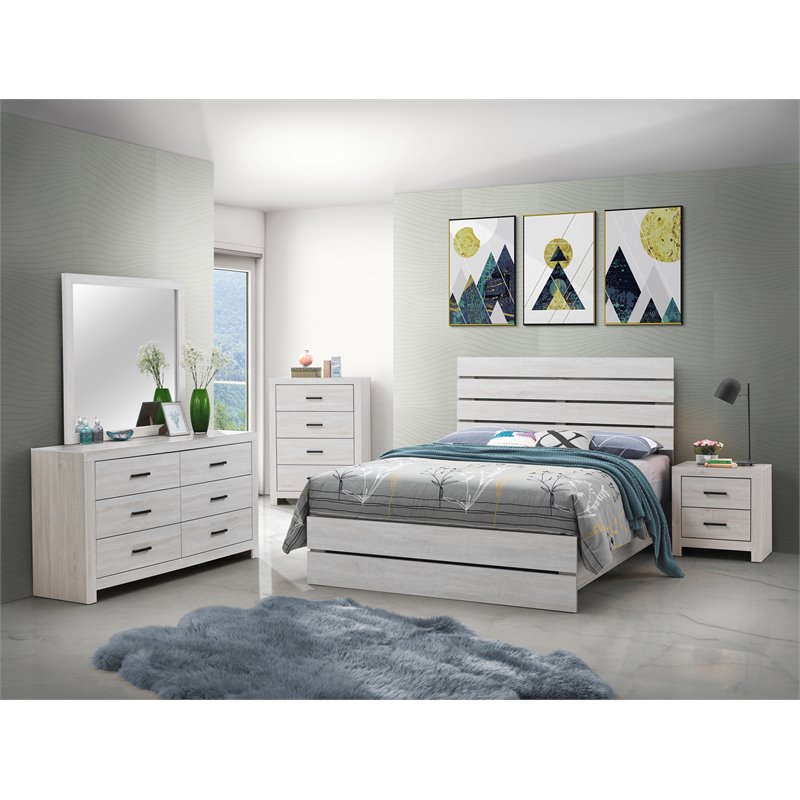 Pemberly Row 5-Piece Eastern King Panel Bedroom Set in Coastal White