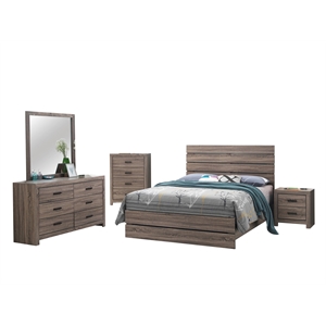 Pemberly Row 5-Piece Eastern King Panel Bedroom Set in Barrel Oak