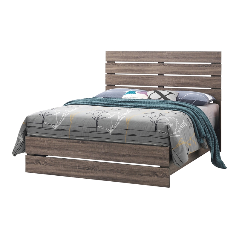 Pemberly Row 5-Piece Wood Queen Panel Bedroom Set in Barrel Oak