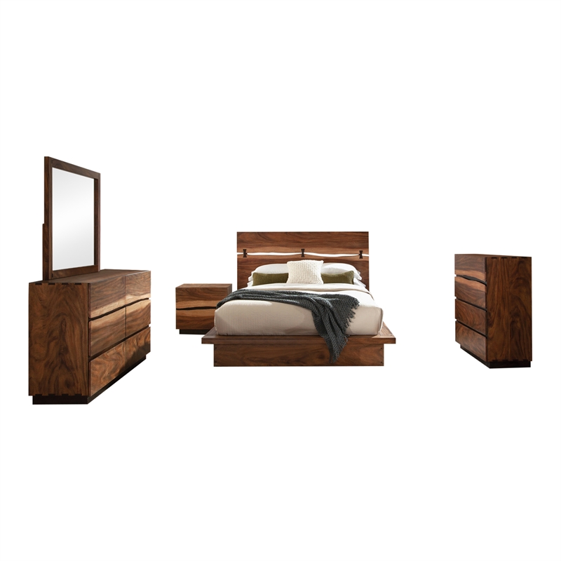 Pemberly Row 5-Piece California King Bedroom Set in Smokey Walnut