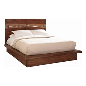 Pemberly Row California King Bed with Split Headboard in Smokey Walnut