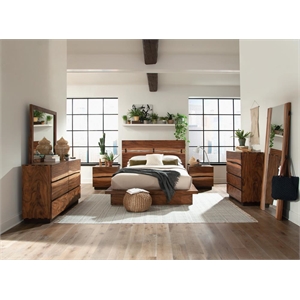 Pemberly Row 5-Piece Eastern King Bedroom Set in Smokey Walnut