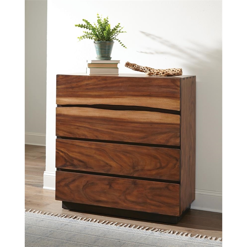 Pemberly Row 5-Piece Wood Queen Bedroom Set in Smokey Walnut