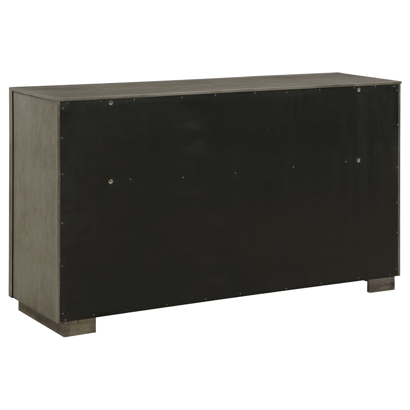 Pemberly Row 4-Piece Upholstered Queen Bedroom Set in Taupe Oak