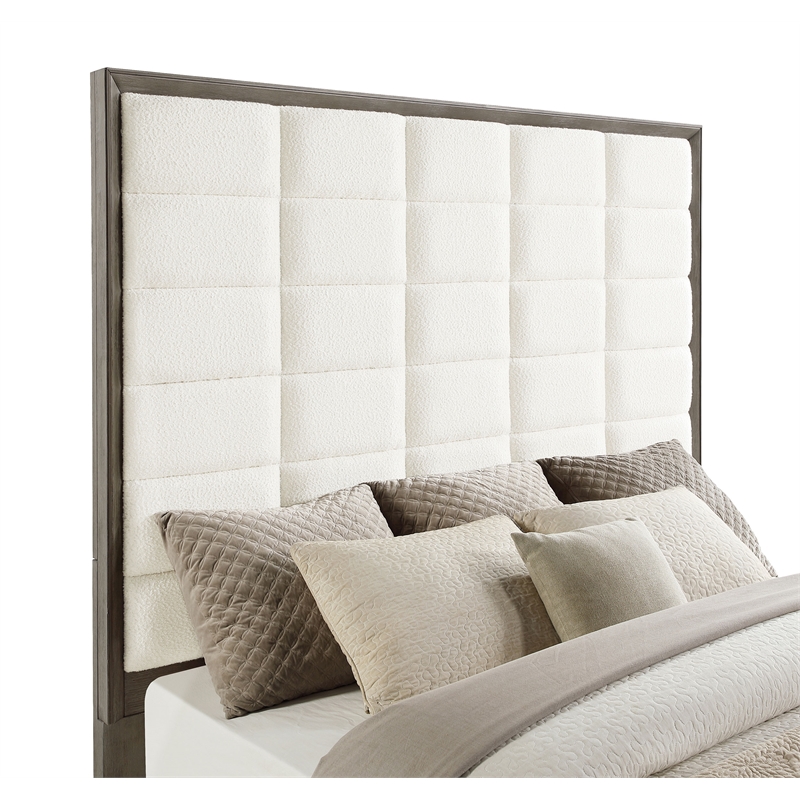 Pemberly Row 4-Piece Upholstered Queen Bedroom Set in Taupe Oak