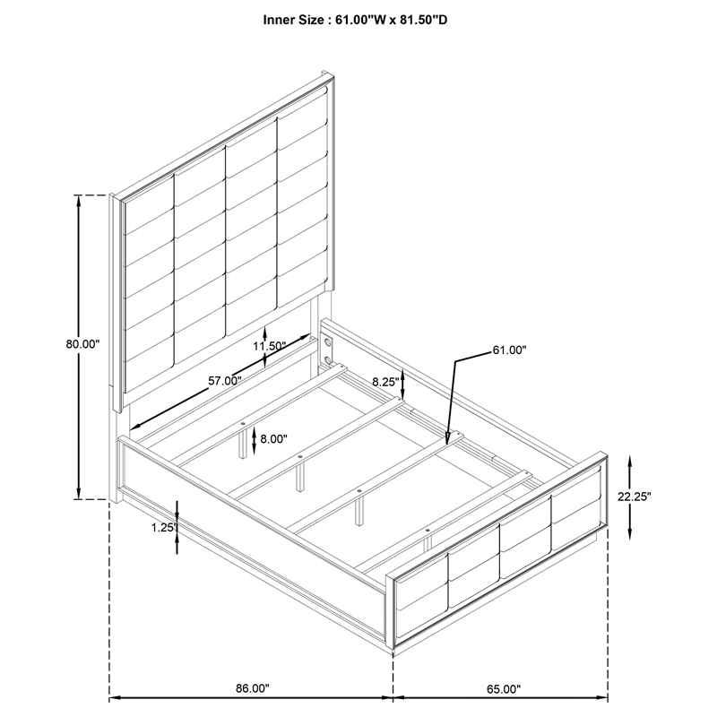 Pemberly Row 4-Piece Upholstered Queen Bedroom Set in Taupe Oak