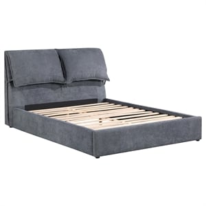Pemberly Row Upholstered Eastern King Panel Bed in Dark Gray