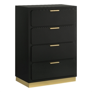 Pemberly Row 4-Drawer Mid-Century Modern Bedroom Chest in Black
