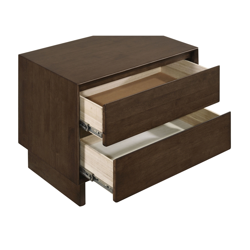 Pemberly Row 2-Drawer Nightstand Bedside Table in Warm Brown