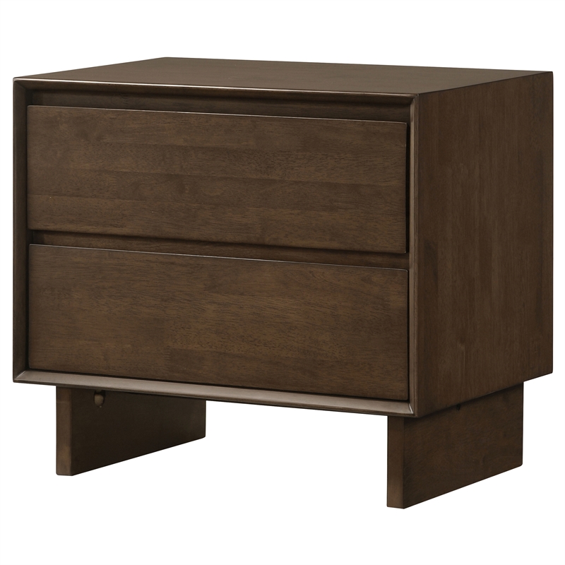 Pemberly Row 2-Drawer Nightstand Bedside Table in Warm Brown