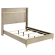 Pemberly Row 5-Piece Eastern King Wingback Bedroom Set in Beige and White
