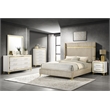 Pemberly Row 5-Piece Eastern King Wingback Bedroom Set in Beige and White
