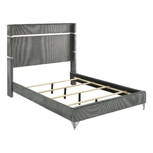 Pemberly Row 61 Inch Upholstered Eastern King Wingback Bed in Gray