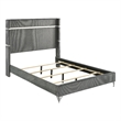 Pemberly Row 61 Inch Upholstered Queen Wingback Bed in Gray Velvet