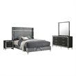 Pemberly Row 4-Piece Queen Wingback Bedroom Set in Gray and Black