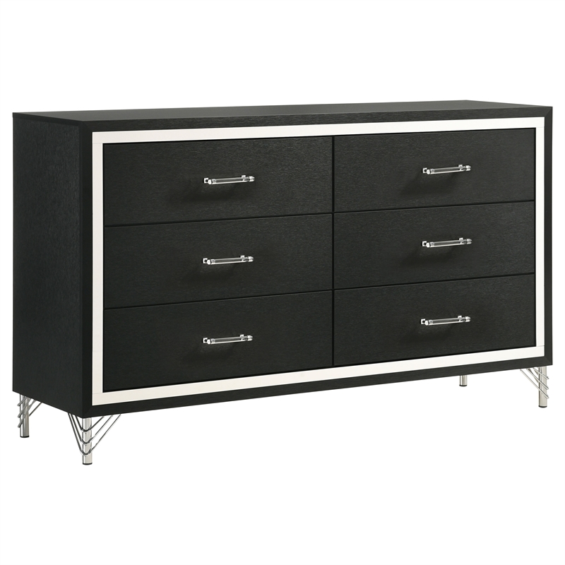Pemberly Row 5-Piece Queen Wingback Bedroom Set in Gray and Black