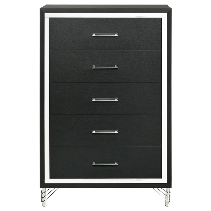 Pemberly Row Vintage Inspired 5-Drawer Bedroom Chest in Black