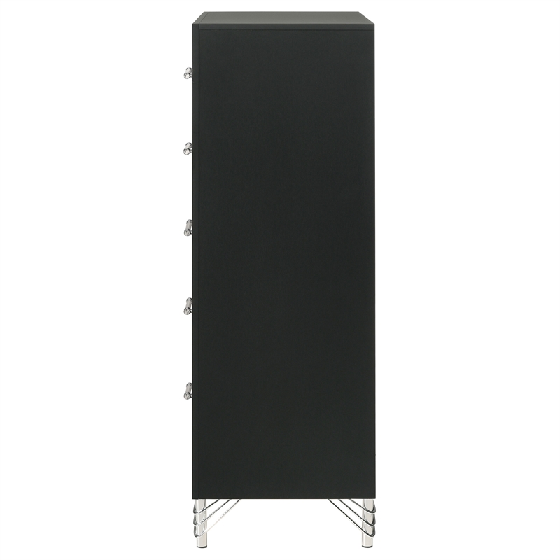 Pemberly Row Vintage Inspired 5-Drawer Bedroom Chest in Black