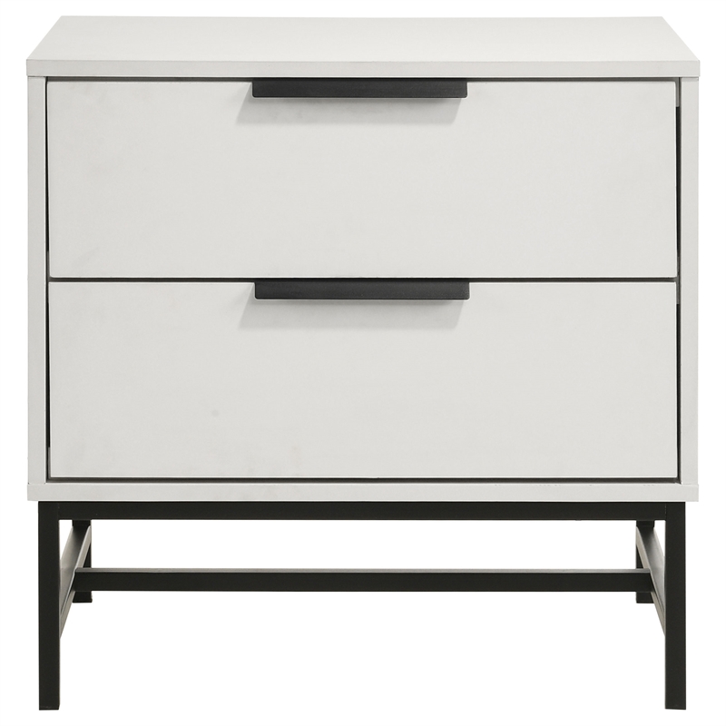 Pemberly Row Modern 2-Drawer Nightstand Bedside Table in White