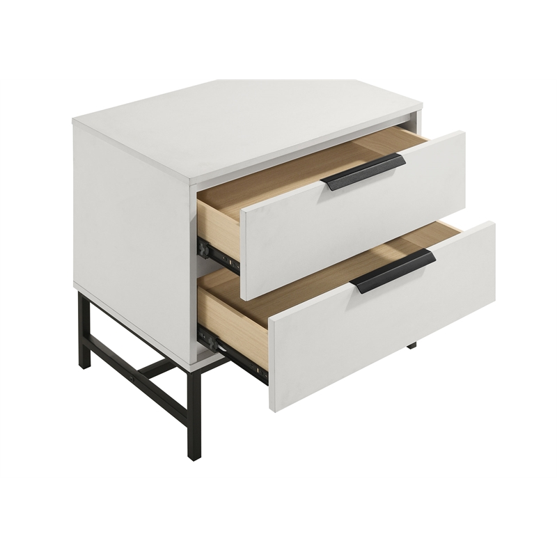 Pemberly Row Modern 2-Drawer Nightstand Bedside Table in White