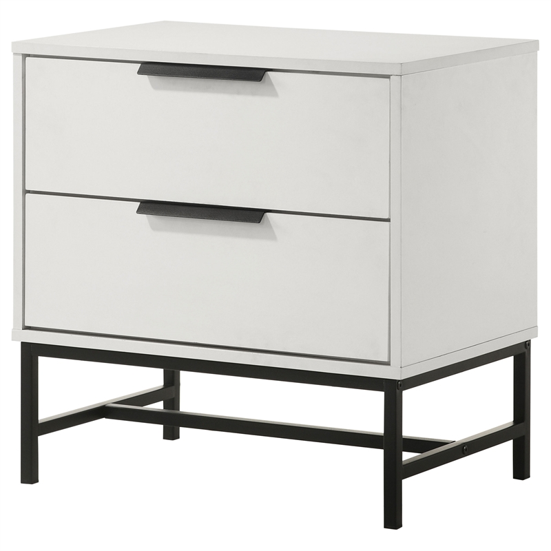 Pemberly Row Modern 2-Drawer Nightstand Bedside Table in White
