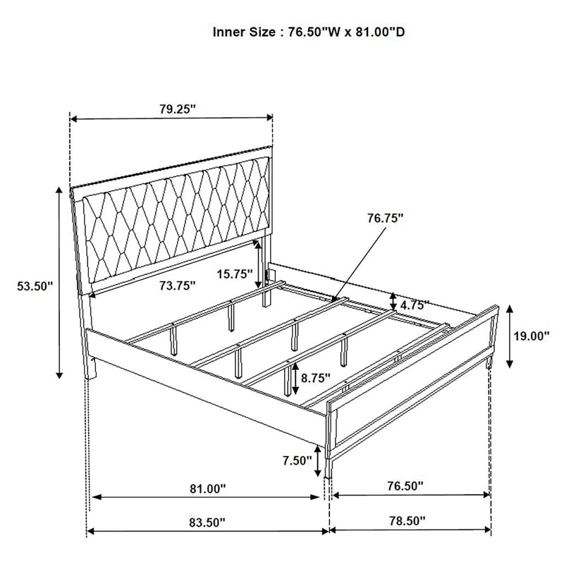 Pemberly Row Eastern King Hexagon Upholstered Panel Bed in White