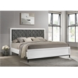 Pemberly Row California King Hexagon Upholstered Panel Bed in White