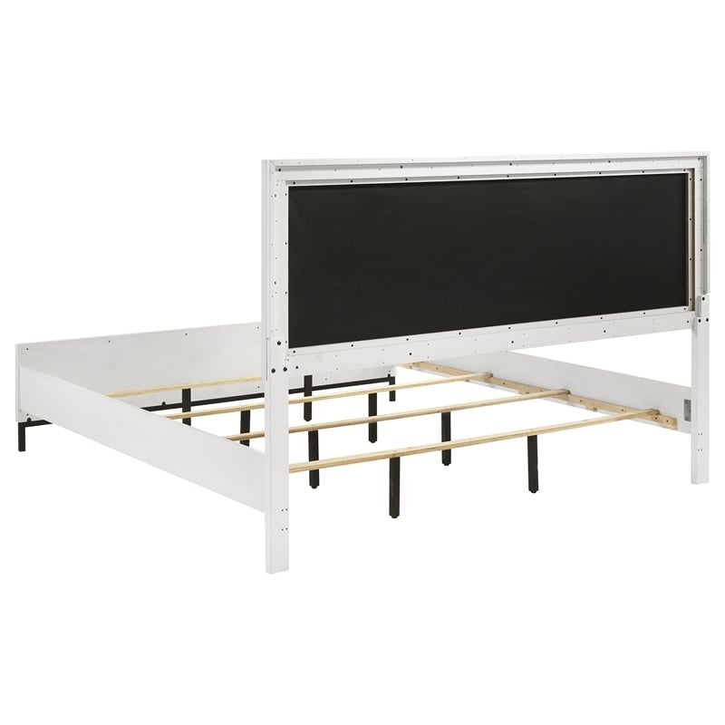 Pemberly Row California King Hexagon Upholstered Panel Bed in White