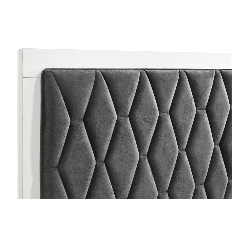 Pemberly Row California King Hexagon Upholstered Panel Bed in White