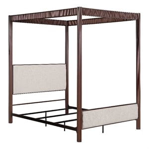 Pemberly Row 89 Inch Metal Eastern King Canopy Bed in Rust Brown