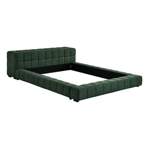 Pemberly Row Split Tufted Upholstered Eastern King Platform Bed in Green