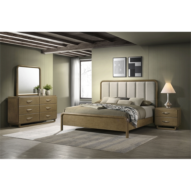 Pemberly Row 4-Piece Queen Upholstered Bedroom Set in Nutmeg